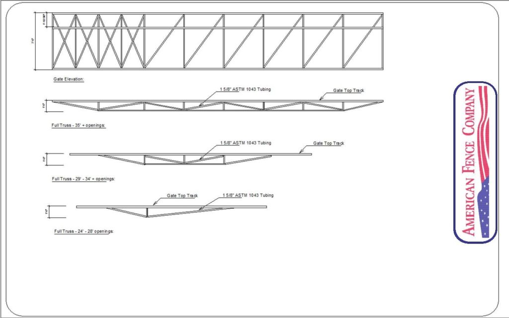 Comprehensive drawing of a cantilever gate that is utilizing trusses