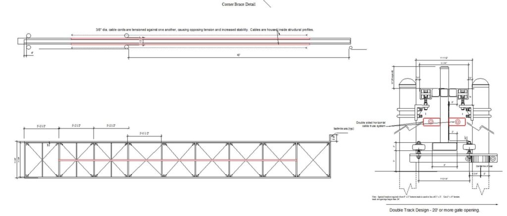 American Fence Company official drawings of cantilever gate trusses and how they work