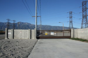 Cantilever high security gate at a substation entrance