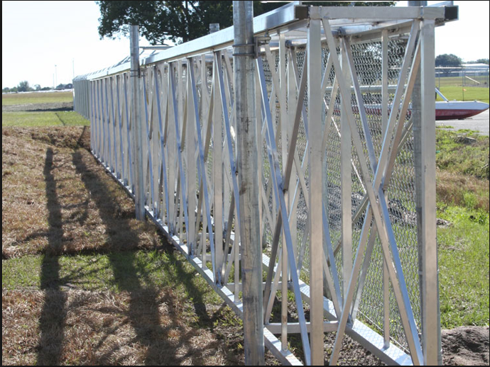 8' aluminum box cantilever gate with 4 gate support posts and diagonal trussing