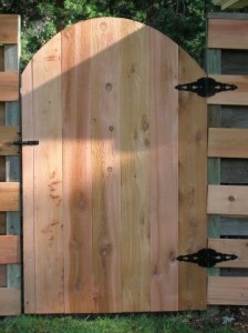 The American Fence Company - Wood Fencing, 1072 Custom Solid with Accent Top Gate