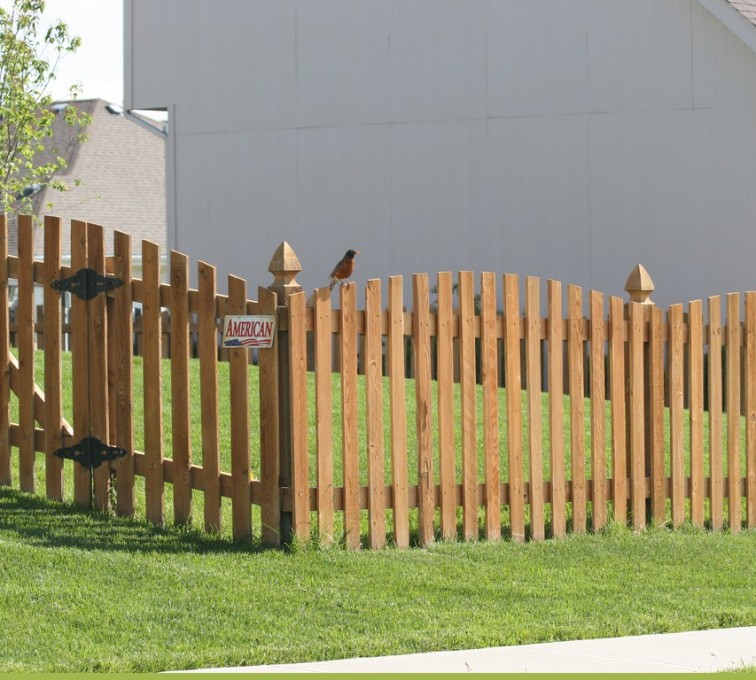 The American Fence Company - Wood Fencing, Overscallop Picket with French Gothic Posts - AFC -IA
