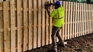 fence company fence contractors installation wood fence board on board