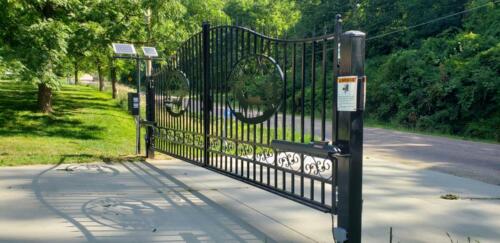 4-6 foot tall black decorative automated gate