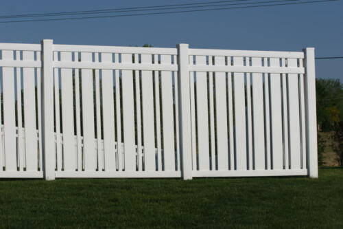 6-8 foot tall flat semi-private rectangular white vinyl fence
