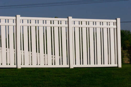 6-8 foot tall flat semi-private rectangular white vinyl fence